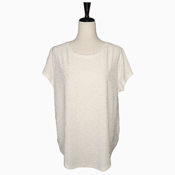 Simply Vera Vera Wang Cream Floral Textured Stretch Knit Blouse Size XXL - Picture 1 of 7